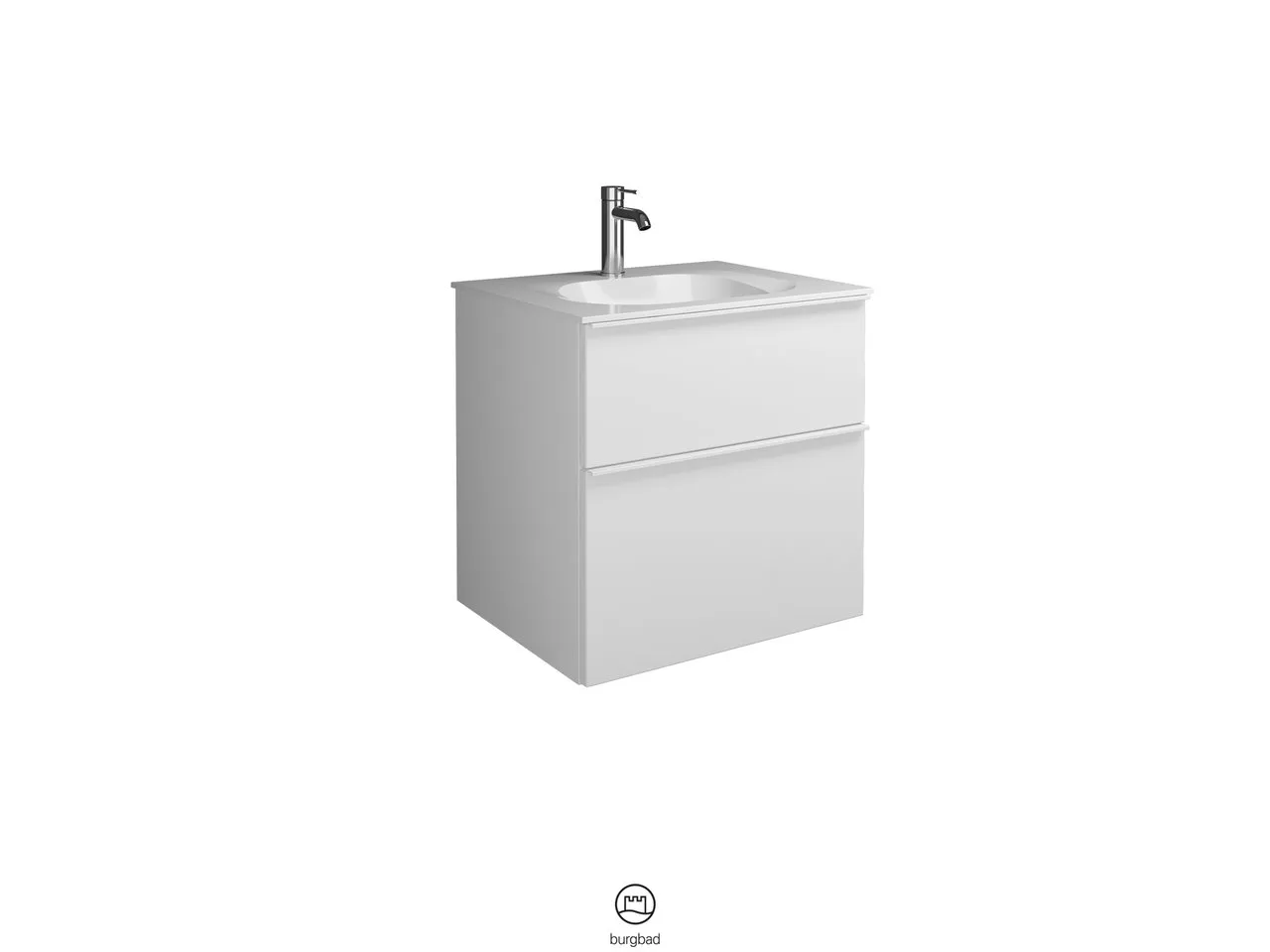 burgbad Badmöbelset „Fiumo“ 660 × 650 mm Griff, Chrom (230 mm), in Weiß Matt