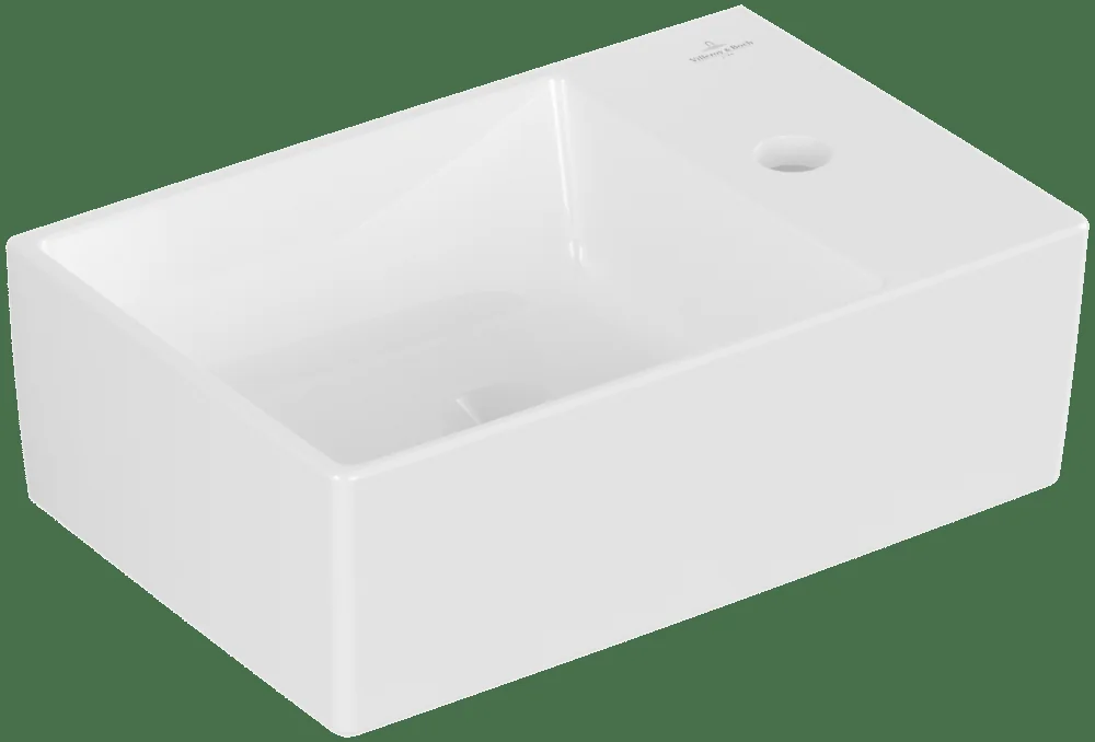 Villeroy & Boch Memento 2.0 Handwaschbecken TitanCeram 400x260mm Rechteck 1HL ohne Überlauf Weiß Alpin