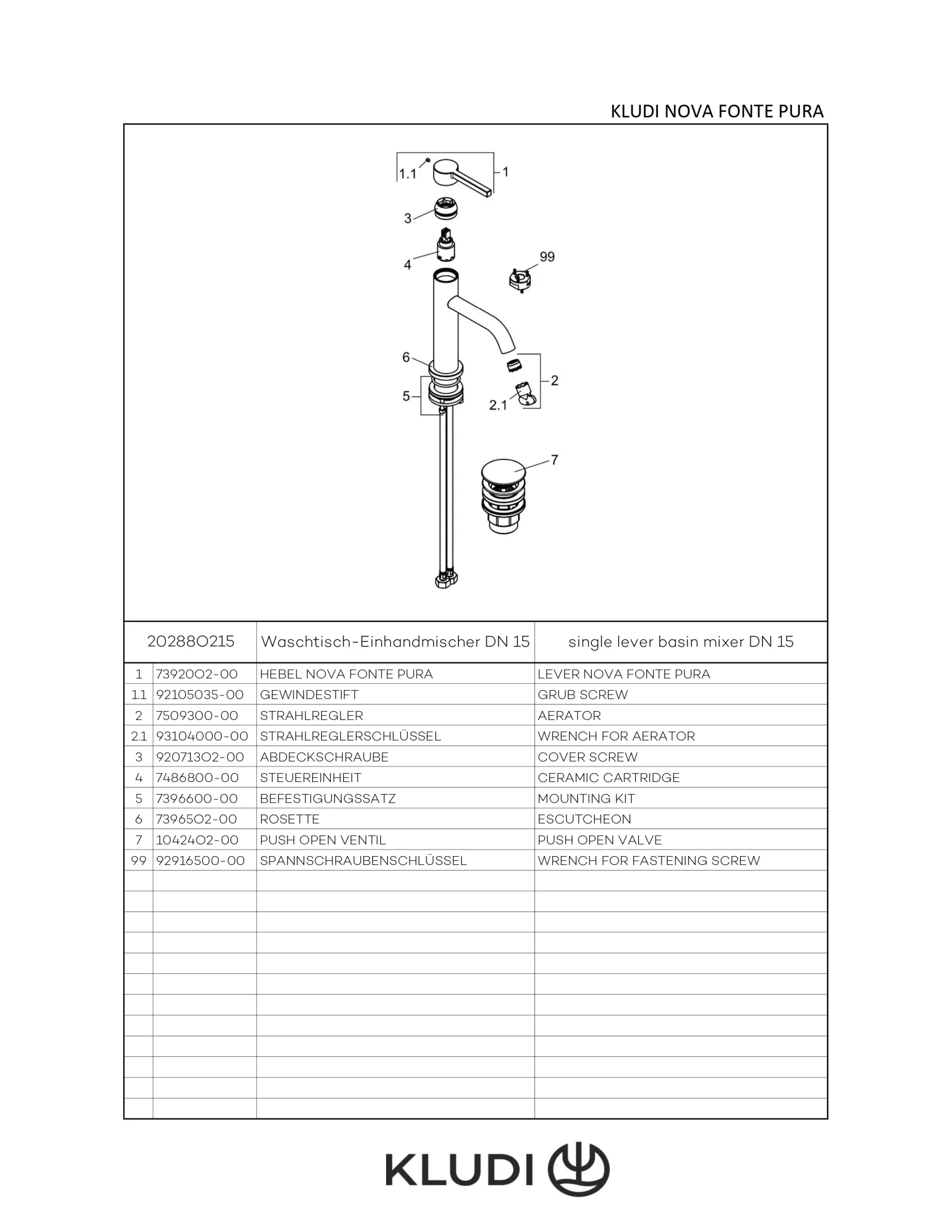 Kludi NOVA FONTE Pura Waschtisch-Einhandmischer 100, O2 Matt Light Dove, 4,5 l/min, DVGW-zugelassen