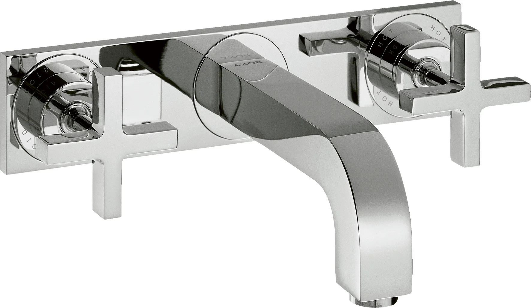 Hansgrohe AXOR Citterio 3-Loch Waschtischarmatur Unterputz, Chrom, Ausladung 166 mm, Kreuzgriff, Normalstrahl, max. Durchfluss 5 l/min