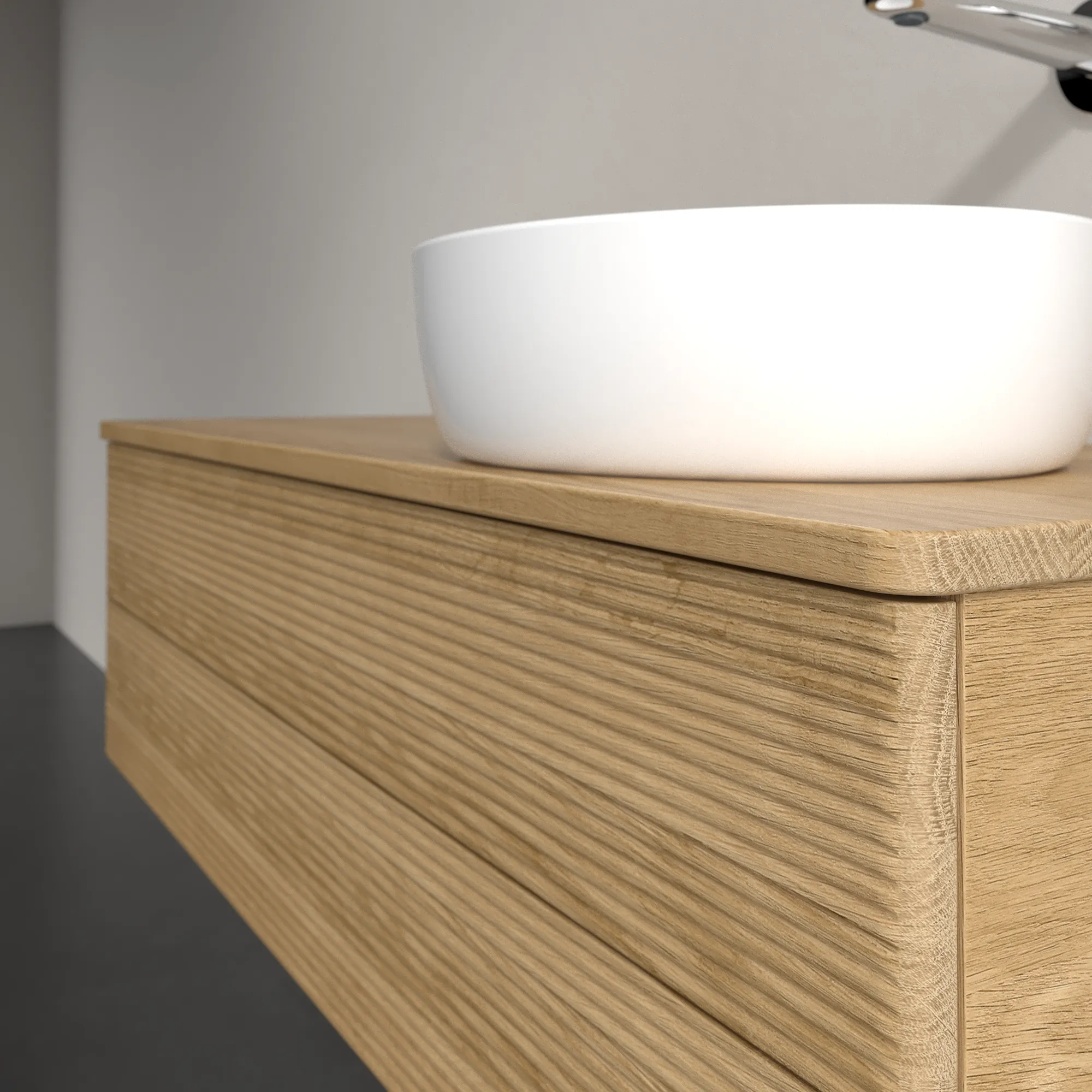 Villeroy & Boch Waschbeckenunterschrank Antao Honey Oak, 1200x360x500 mm, mit Beleuchtung und SoftClosing, Eckig