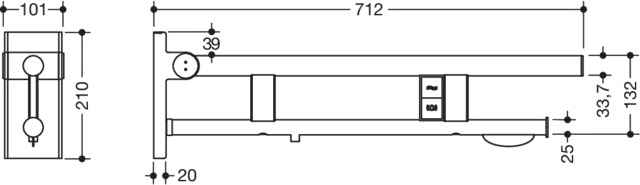 HEWI Stützklappgriff „System 900“ HEWI Stützklappgriff „System 900“