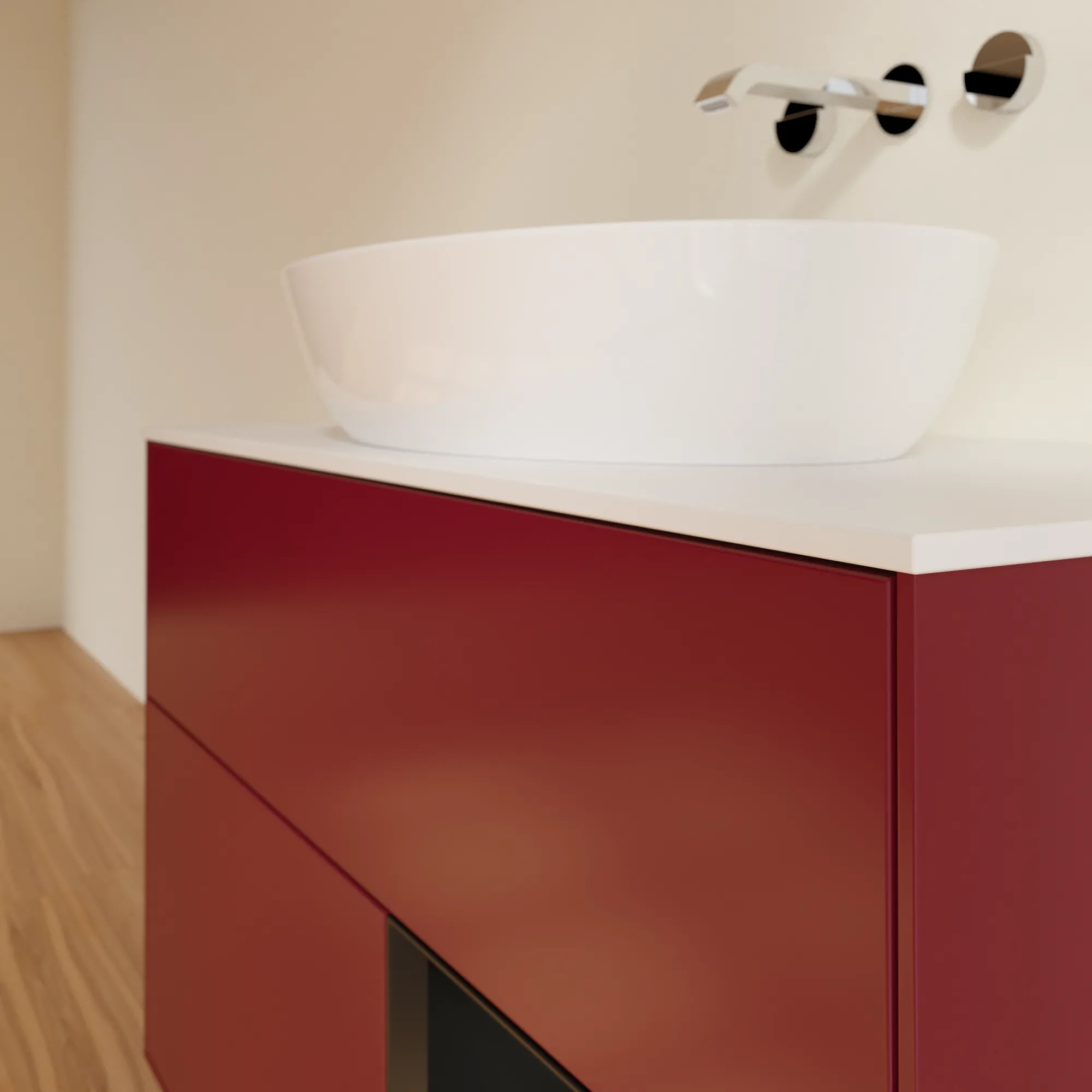 Villeroy & Boch Waschtischunterschrank „Finion“ für Schrankwaschtisch 1000 × 603 × 501 mm Peony Matt Lacquer, für Becken mittig, ohne Hahnlochbohrung