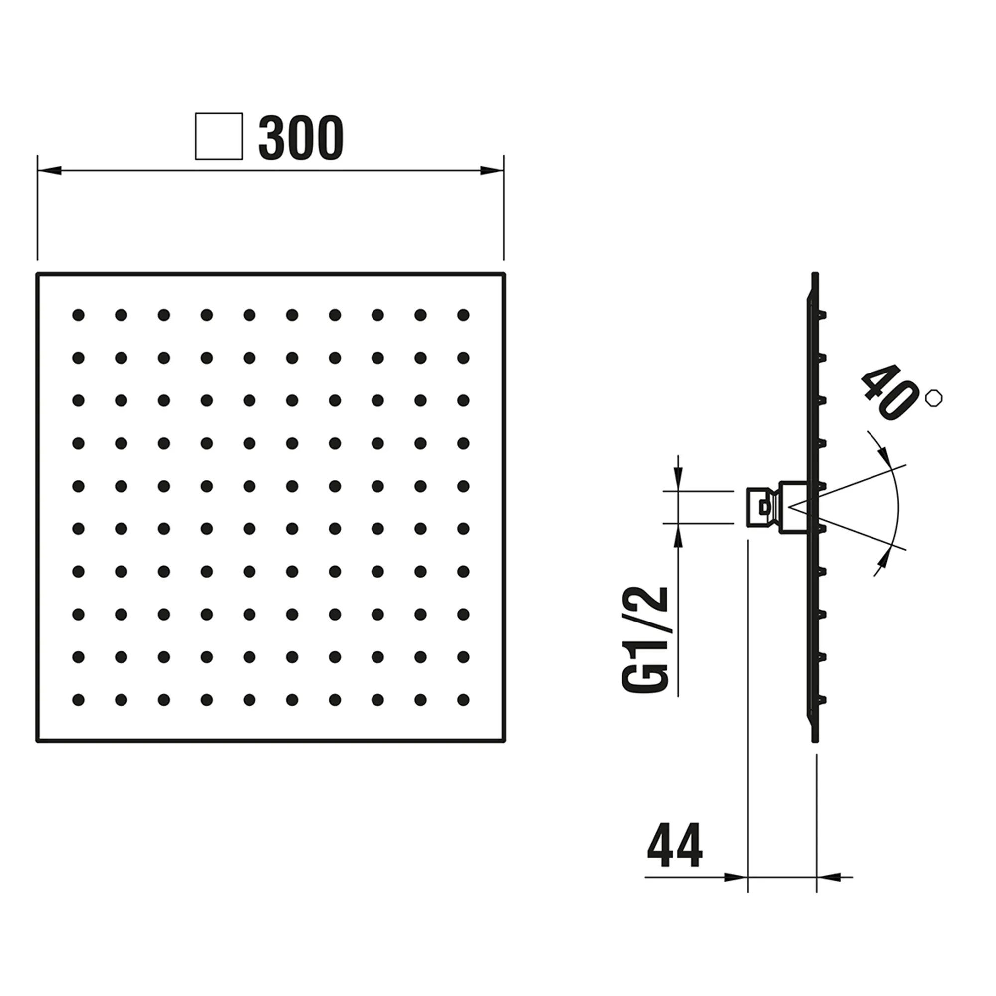 Laufen QUADRIGA Kopfbrause 300 x 300mm, Edelstahl, Ohne Brausenarm, RubiClean Selbstreinigender Strahlformer Laufen QUADRIGA Kopfbrause 300 x 300mm, Edelstahl, Ohne Brausenarm, RubiClean Selbstreinigender Strahlformer