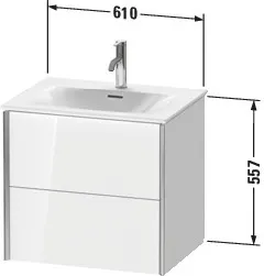 Duravit Waschtischunterschrank wandhängend „XViu“ 61 × 55,7 × 48 cm in Flannel Grey Hochglanz