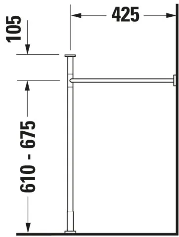 Duravit Vero Metallkonsole Chrom Poliert, höhenverstellbar, 425x1125x715-780 mm, Bodenstehend mit Wandbefestigung