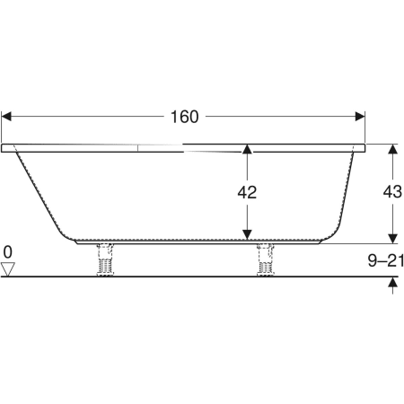 Geberit fünfeck Badewanne „Renova Comprimo“ 160 × 75 cm