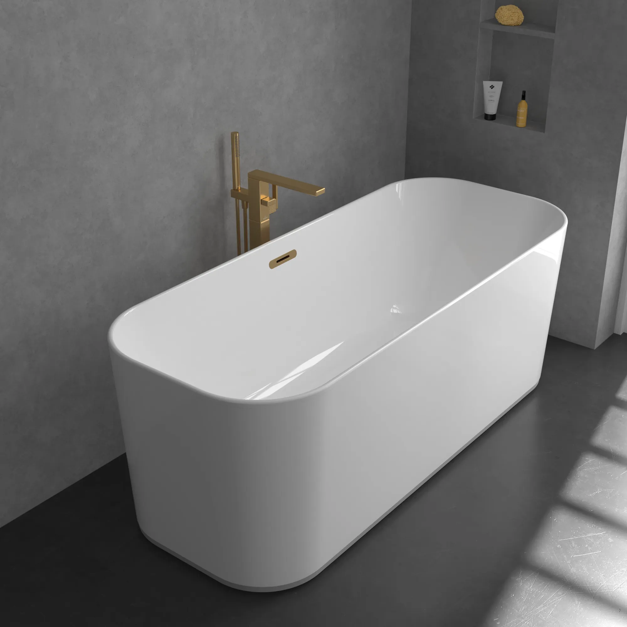 Villeroy & Boch Einhebel-Badewannenarmatur Mettlach, Brushed Gold, 158x280x838 mm, mit AirPlus und SmartPressure Villeroy & Boch Einhebel-Badewannenarmatur Mettlach, Brushed Gold, 158x280x838 mm, mit AirPlus und SmartPressure
