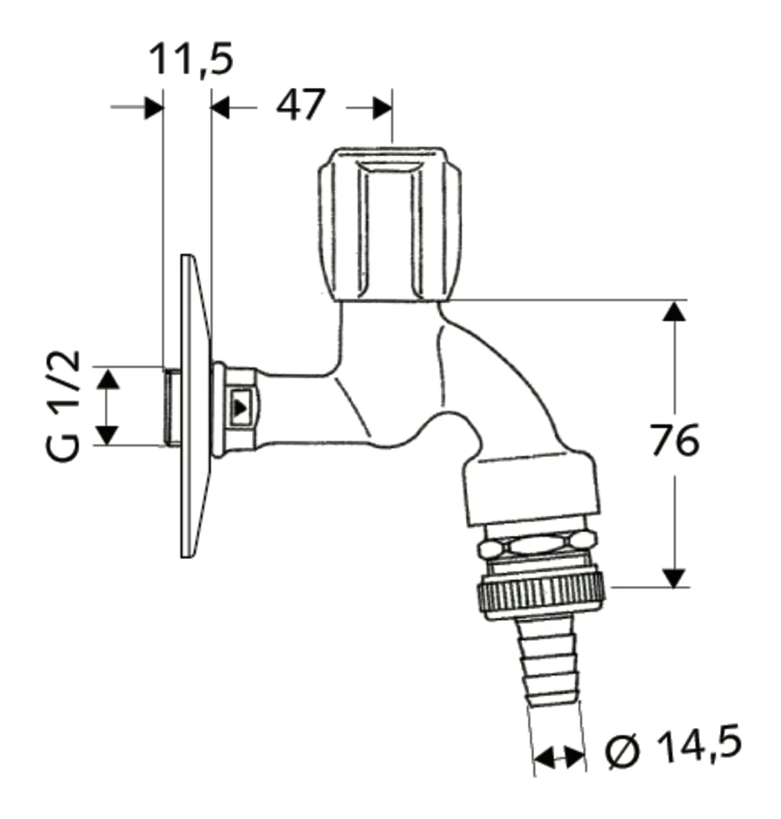 Auslaufventil COMFORT, RFV, RB, DN 15 G 1/2 AG, Schlauchverschraubung Ø 14,5 mm (DN 20 G 3/4 AG), chrom Auslaufventil COMFORT, RFV, RB, DN 15 G 1/2 AG, Schlauchverschraubung Ø 14,5 mm (DN 20 G 3/4 AG), chrom