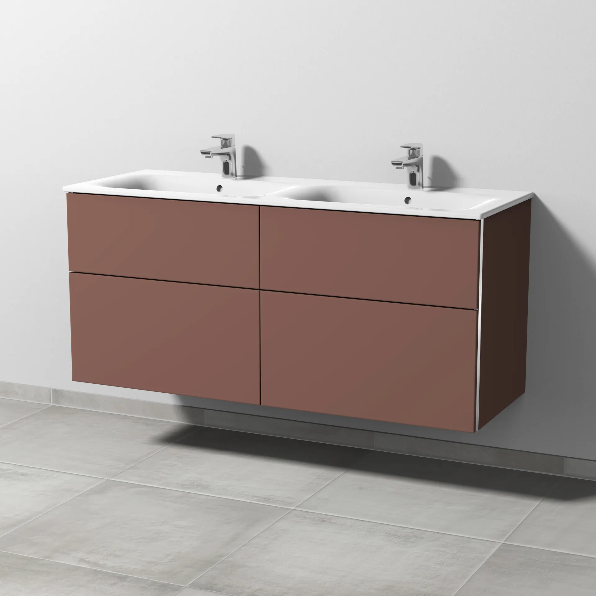 Sanipa Waschtischunterschrank „3way“ passend zu Keramik-Waschtische Renova Plan Slim von Geberit 1284 × 582 × 472 mm in Wine-Red