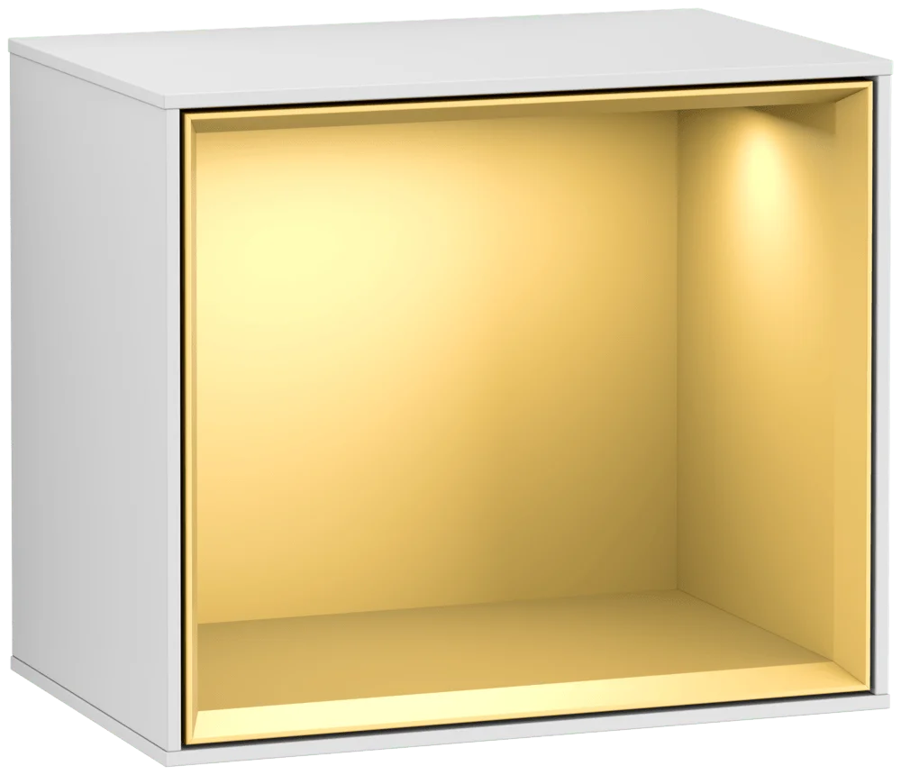 Villeroy & Boch Regalmodul Finion F580HF - 418x356x270 mm, White Matt Lacquer mit Gold-Matt-Lacquer-Regalelement, dimmbare LED-Beleuchtung Villeroy & Boch Regalmodul Finion F580HF - 418x356x270 mm, White Matt Lacquer mit Gold-Matt-Lacquer-Regalelement, dimmbare LED-Beleuchtung
