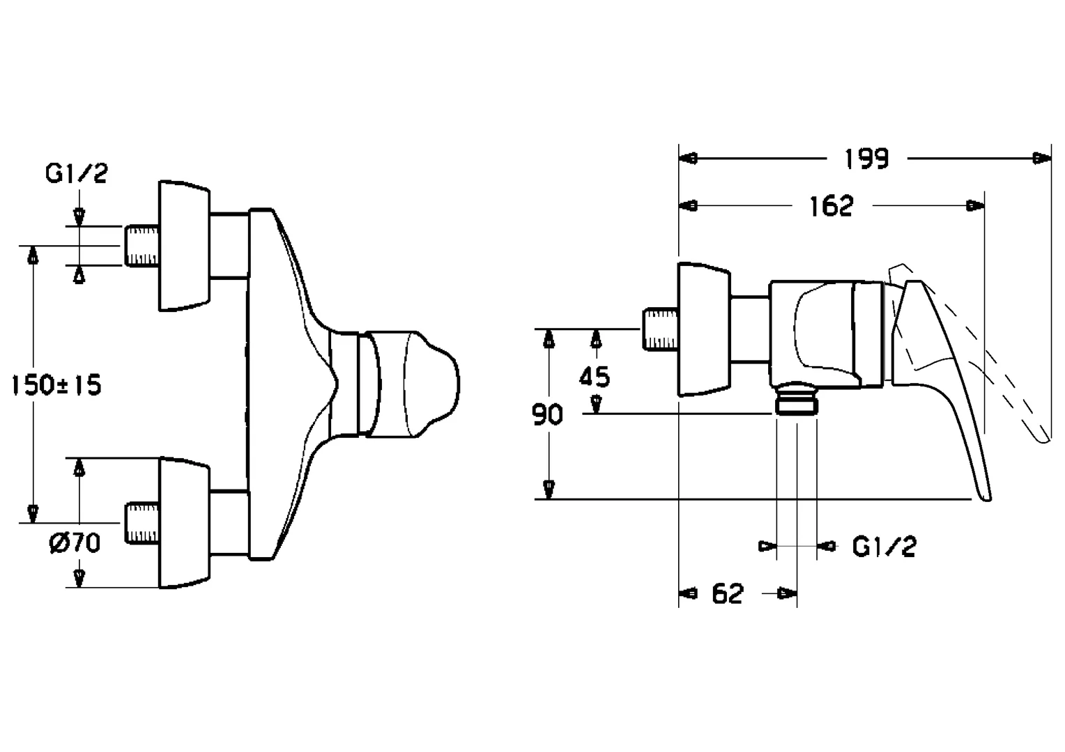 HansaMIX Einhebelmischer Brausebatterie DN15 Chrom