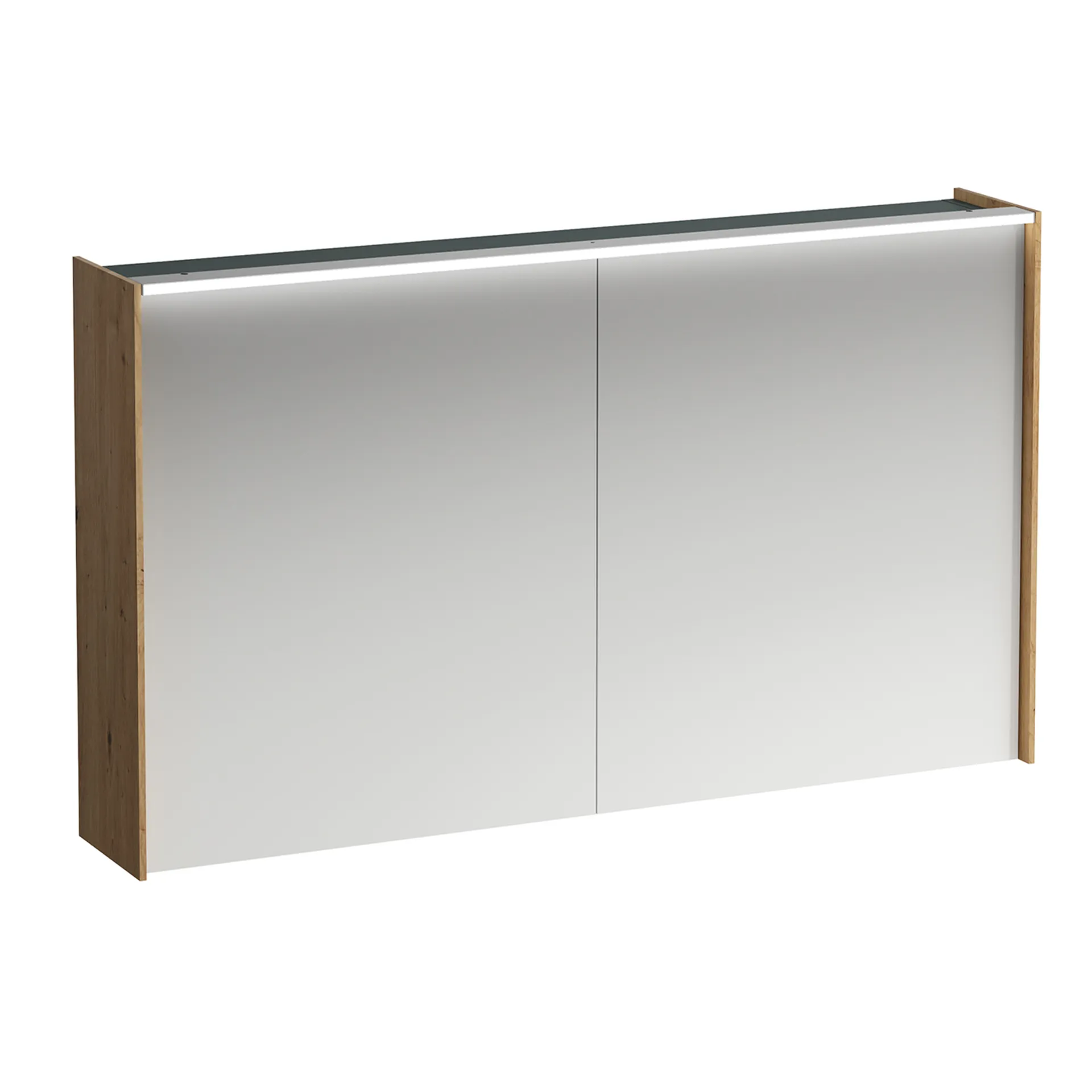 Spiegelschrank LANI LED-Beleuchtung horizontal mit Steckdose 715x1220x210 2 Türen 2 Glasfachböden weiß matt Spiegelschrank LANI LED-Beleuchtung horizontal mit Steckdose 715x1220x210 2 Türen 2 Glasfachböden weiß matt