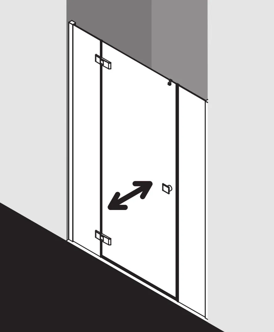 Kermi Duschdesign MENA Pendeltür 1-flügelig mit Festfeldern, Silber Hochglanz, 2000x1100 mm