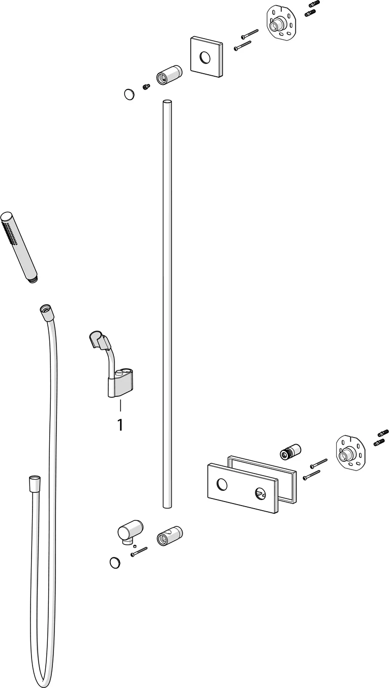 HansaLIVING Wandstangengarnitur HansaLIVING 4442 Rosette eckig 1-strahlig Chrom HansaLIVING Wandstangengarnitur HansaLIVING 4442 Rosette eckig 1-strahlig Chrom