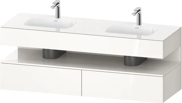 Einbauwaschtisch mit Konsolenwaschtischunterbau „Qatego“ 160 × 55 × 60 cm, ohne Beleuchtung