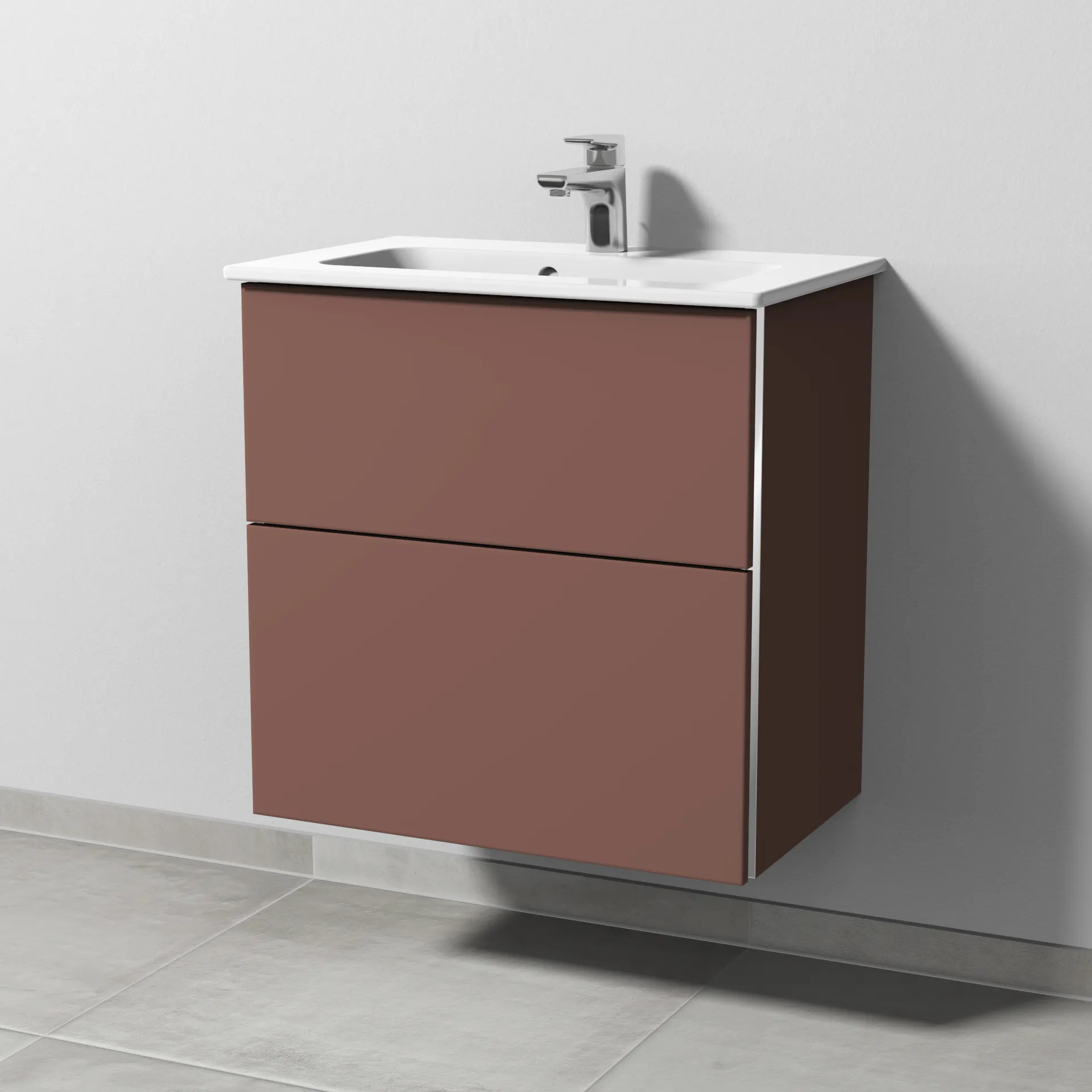 Sanipa Waschtischunterschrank „3way“ passend zu Keramik-Waschtische ME by Starck von Duravit 600 × 613 × 382 mm in Wine-Red