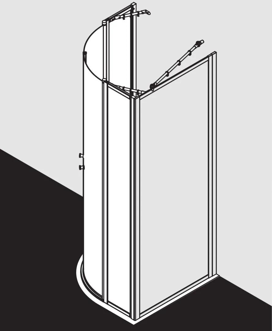 Kermi Duschdesign Viertelkreis-Duschkabine mit Pendeltüren mit Festfeldern für gleichschenklige Wannen „NOVA 2000“ Glas Kerolan Fontana, Profile Silber Mattglanz, BV: 775 - 800 mm WE: 785 - 810 mm H: 1850 mm Kermi Duschdesign Viertelkreis-Duschkabine mit Pendeltüren mit Festfeldern für gleichschenklige Wannen „NOVA 2000“ Glas Kerolan Fontana, Profile Silber Mattglanz, BV: 775 - 800 mm WE: 785 - 810 mm H: 1850 mm