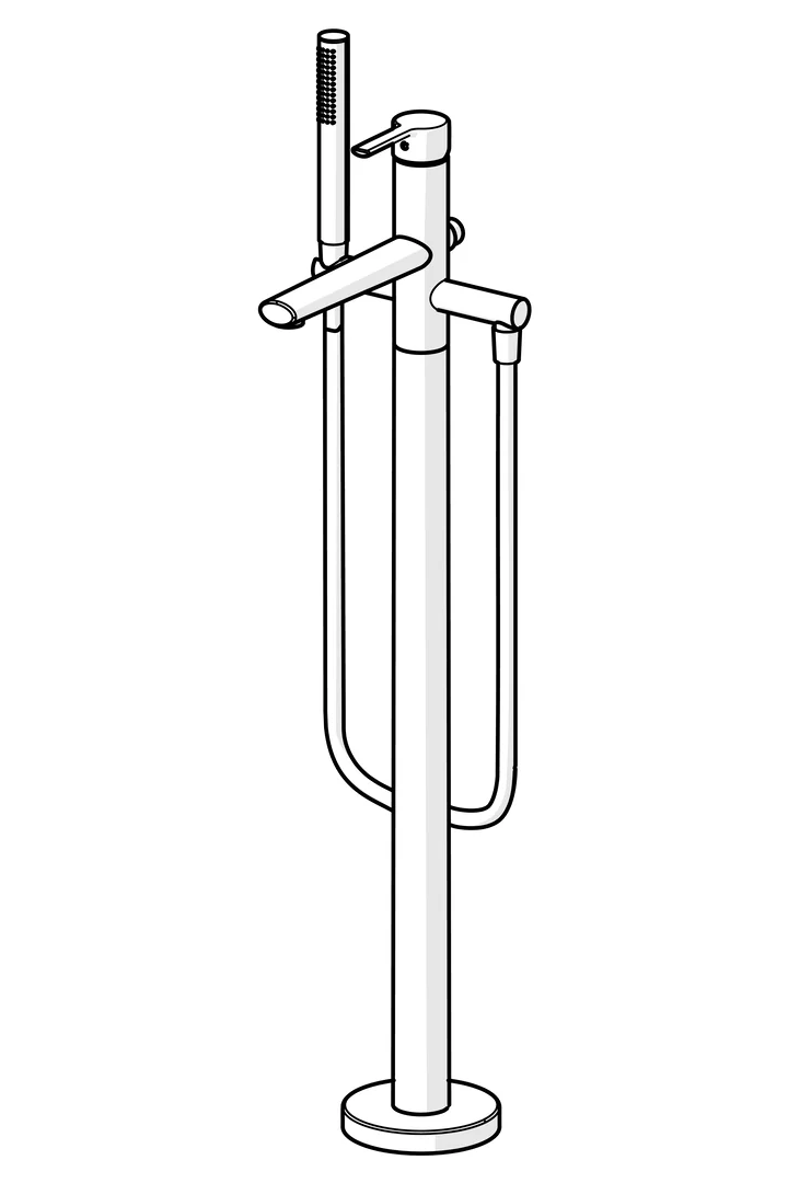 HansaRONDA Einhebelmischer Badebatterie mit Standrohr 0342 1-strahlig Ausladung 200 mm DN15 Chrom HansaRONDA Einhebelmischer Badebatterie mit Standrohr 0342 1-strahlig Ausladung 200 mm DN15 Chrom