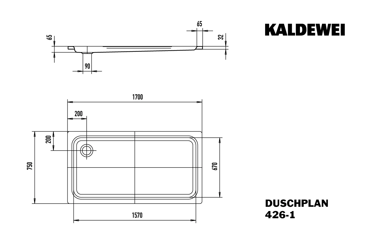 Kaldewei rechteck Duschwanne „Duschplan“ 75 × 170 cm in bahamabeige