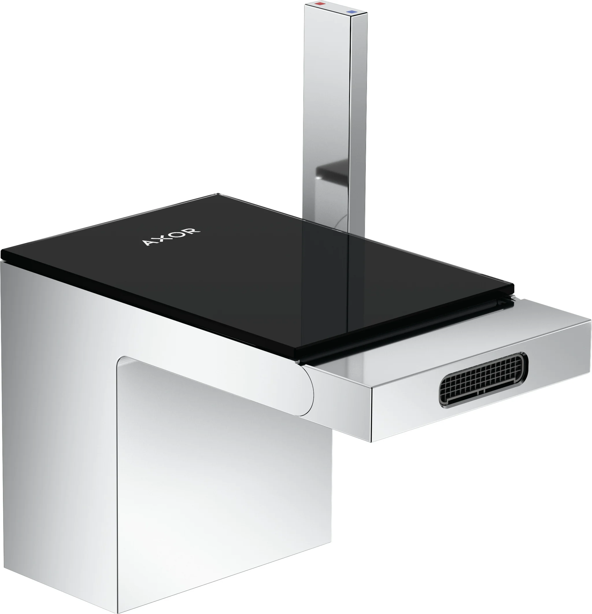 Hansgrohe AXOR MyEdition Bidetmischer schwarz/chrom, Einhebel-Bedienung, Ausladung 121 mm, Auslaufhöhe 83 mm, Normalstrahl, max. Durchfluss 5 l/min, Keramikmischsystem, Push-Open Ablaufgarnitur G 1 1/4, Anschluss G 3/8