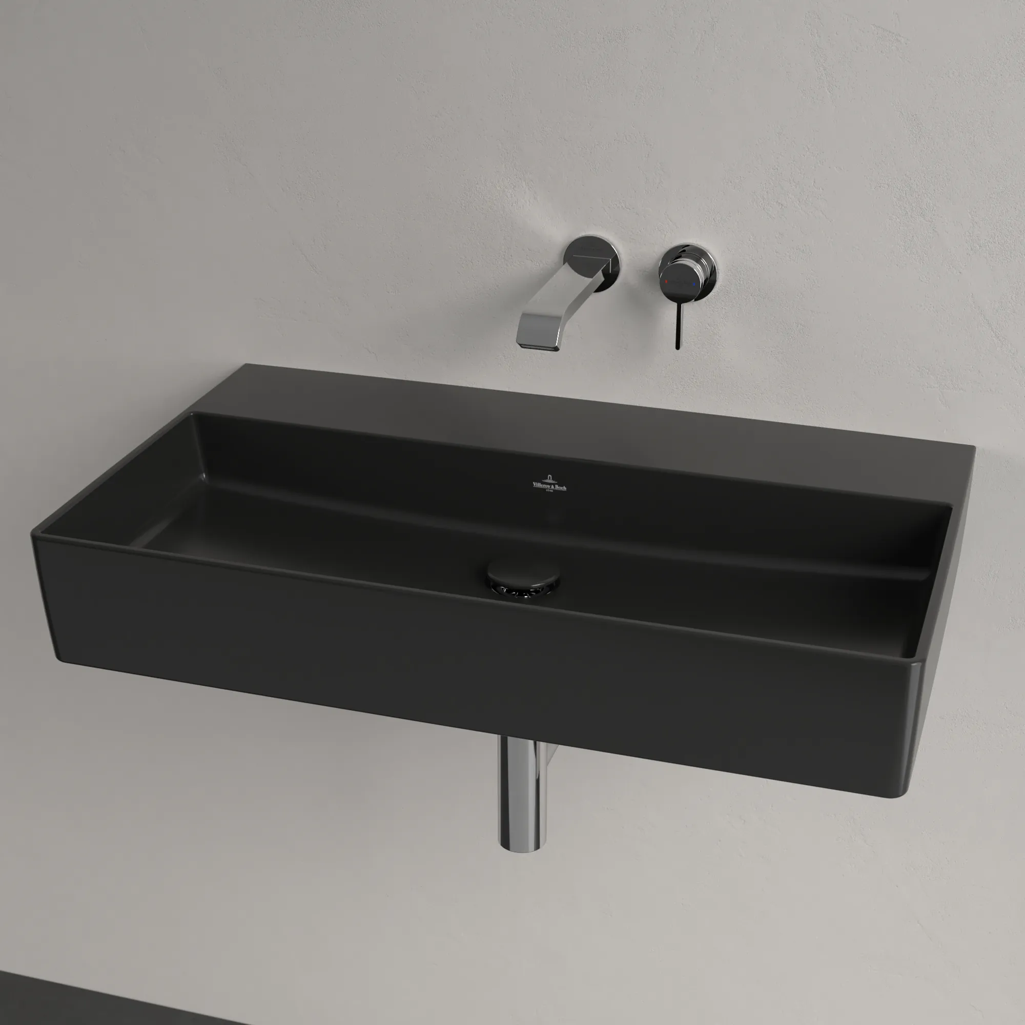 Villeroy & Boch Memento 2.0 Wandwaschbecken, 800x470x140mm, Pure Black CeramicPlus