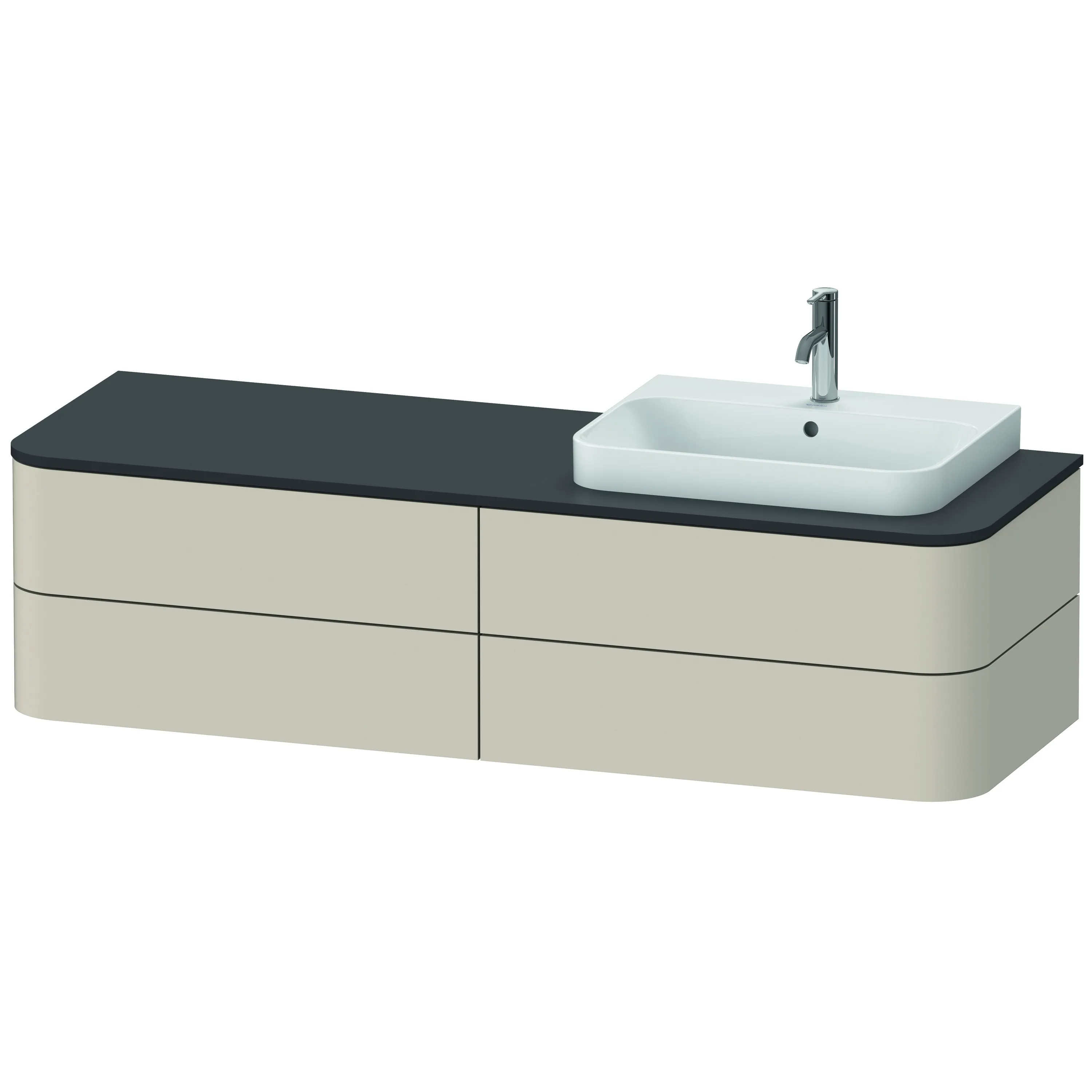 Duravit Waschtischunterschrank wandhängend „Happy D.2 Plus“ Taupe Supermatt