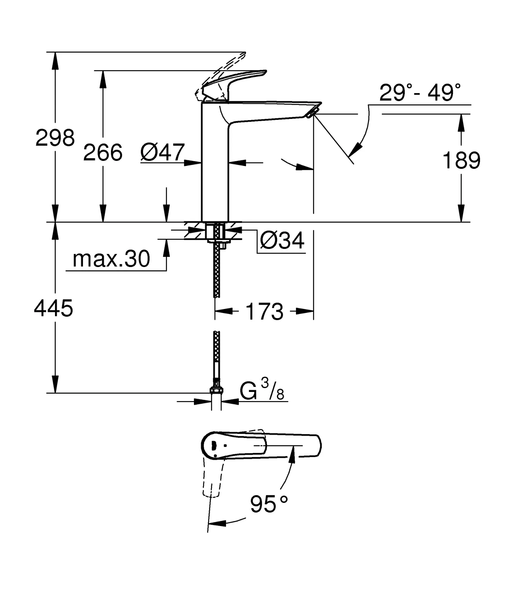 Grohe Eurosmart Professional Einhand-Waschtischbatterie, XL-Size, Mittelstellung kalt, glatter Körper, chrom Grohe Eurosmart Professional Einhand-Waschtischbatterie, XL-Size, Mittelstellung kalt, glatter Körper, chrom