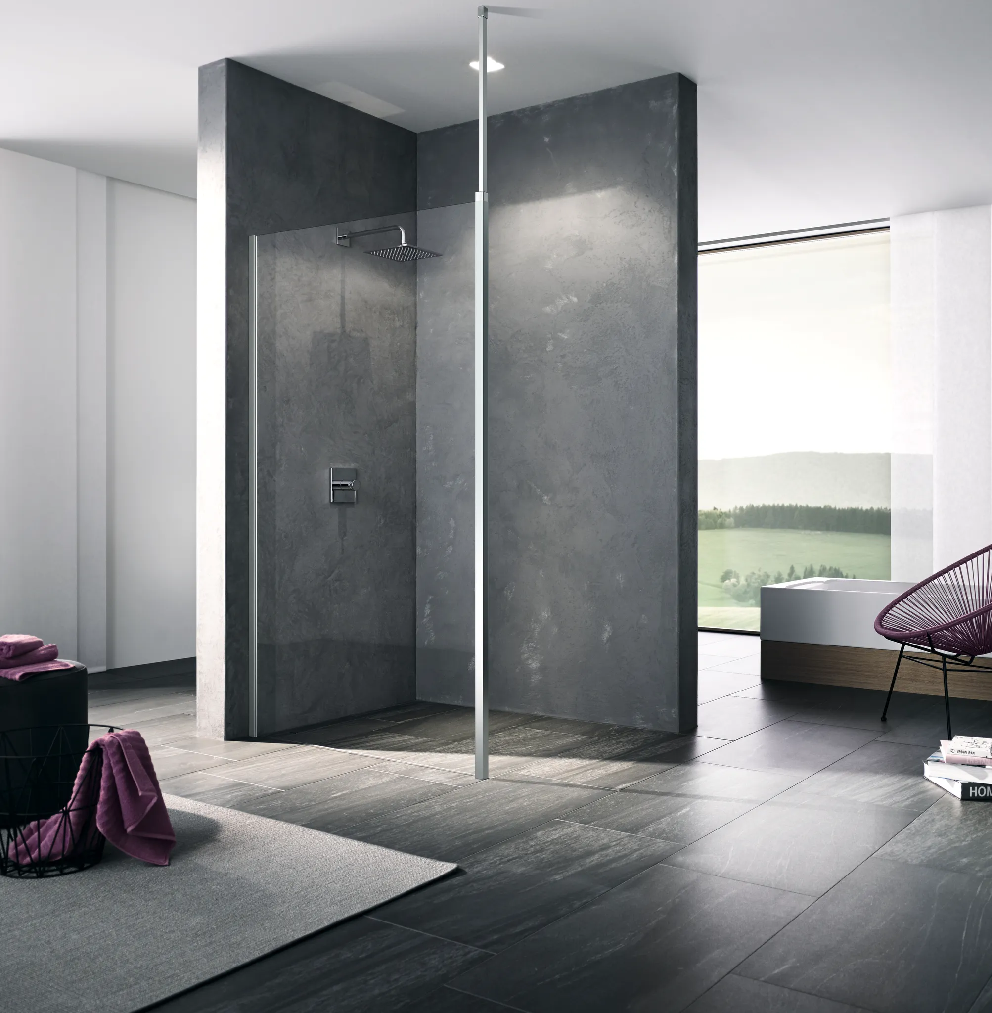 Kermi Duschdesign Walk-In-Duschkabine mit variabler Stabilisierung (Wand / Decke) links „WALK-IN XB“ Glas Klar, Profile Silber Hochglanz, BV: 780 - 800 mm WE: 790 - 810 mm H: 2000 mm