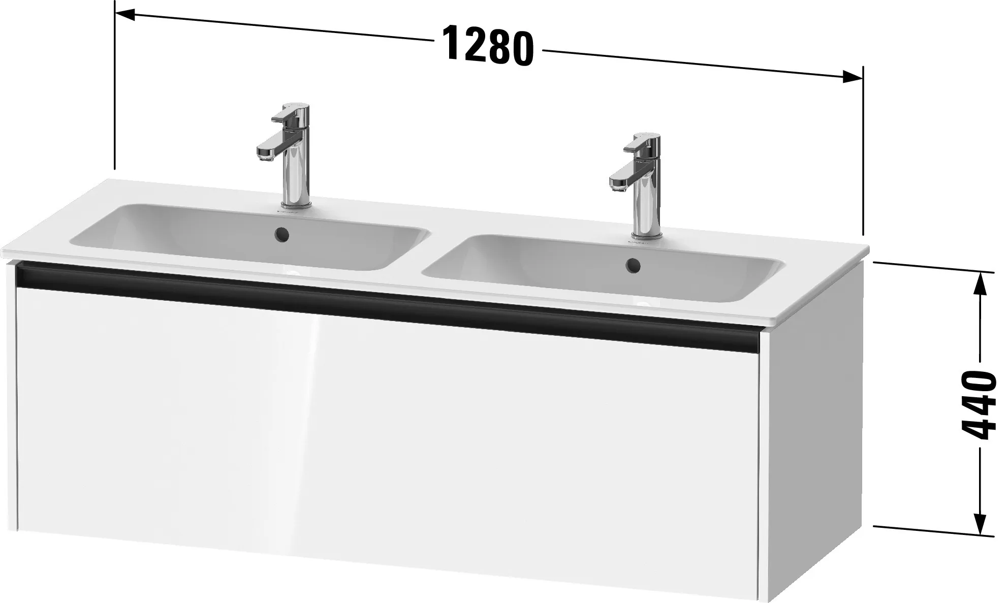 Duravit Waschtischunterschrank wandhängend „Ketho.2“ 128 × 44 × 48 cm in Graphit Supermatt Duravit Waschtischunterschrank wandhängend „Ketho.2“ 128 × 44 × 48 cm in Graphit Supermatt