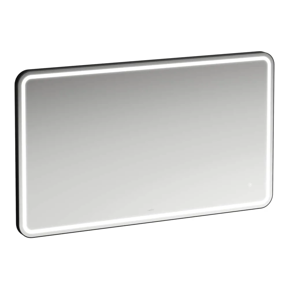 Base 2.0 Spiegel 44438.3, eckig LED Bel.,1 Sensorsch., 1200x700 schw.m