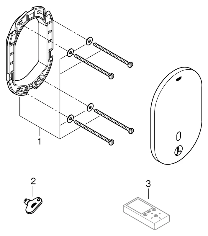 Infrarot-Elektronik für Brausethermostat Eurosmart CE 36463, Fertigmontageset für UP-Einbaukasten 36416001 und 36464000, für verdeckte, voreinstellbare thermostatische Mischeinrichtung, chrom