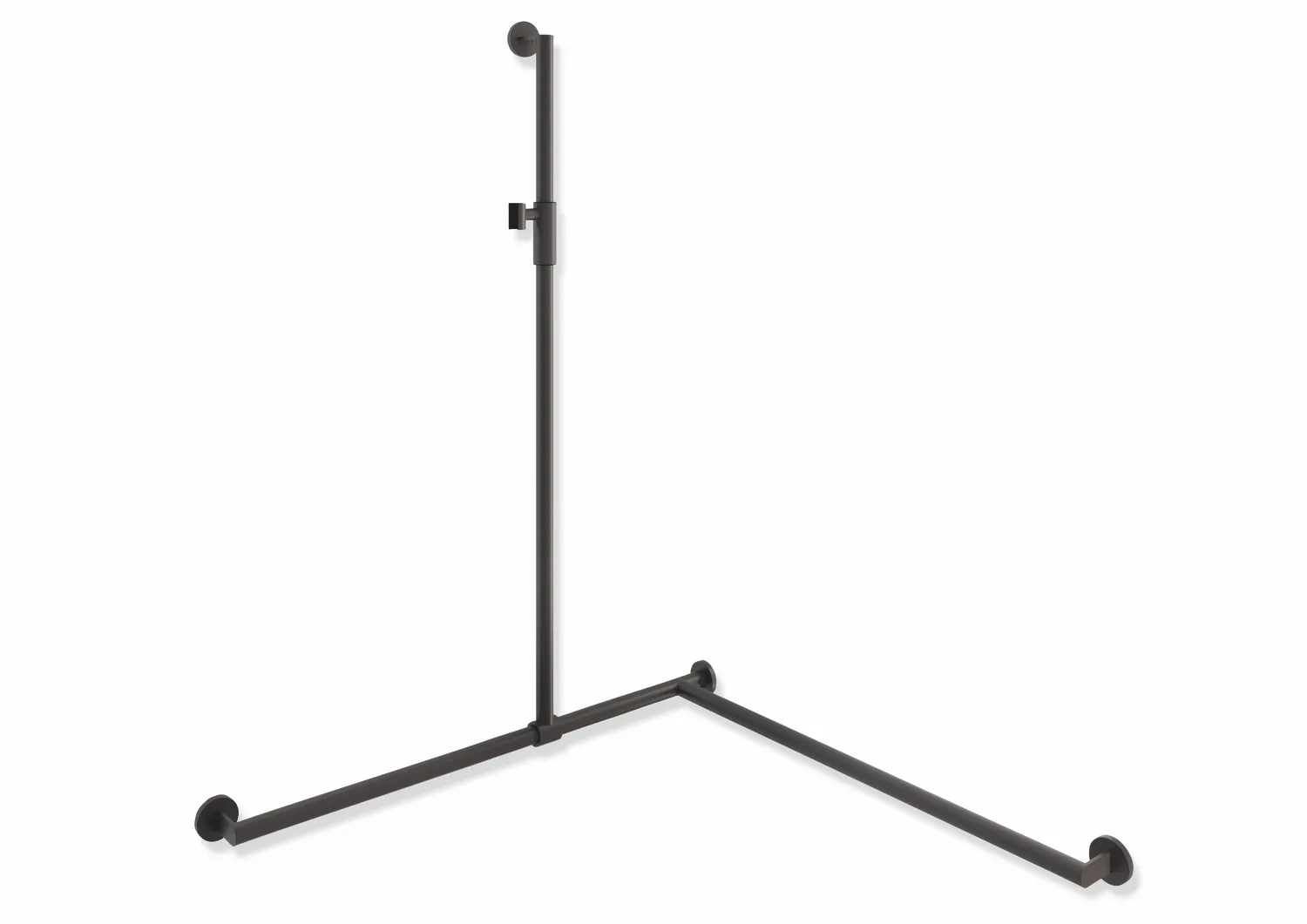 HEWI Haltegriff Ausführung rechts „System 900“ in Dunkelgrau Perlglimmer tiefmatt / Schwarz matt, Befestigung verdeckt