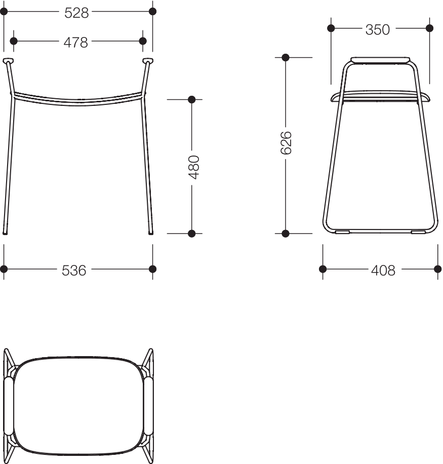 HEWI Hocker 53,6 × 40,8 cm