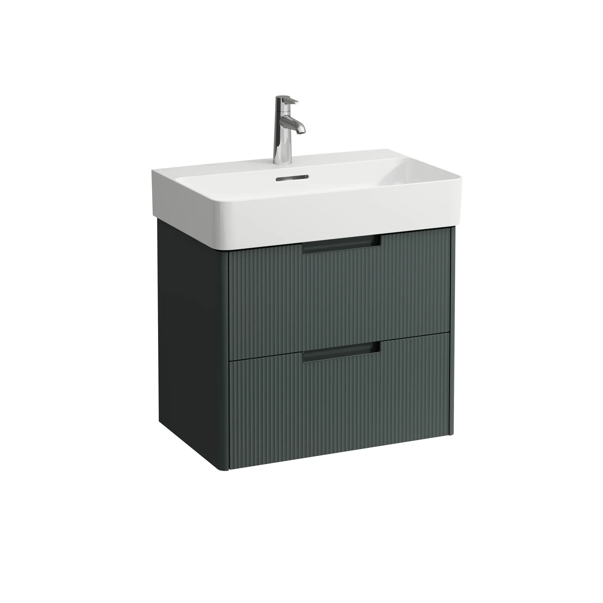 Waschtischunterbau JUNA für VAL 400x621x515 2 Schubladen mit Griffmulde für Waschtisch H810284 weiß matt
