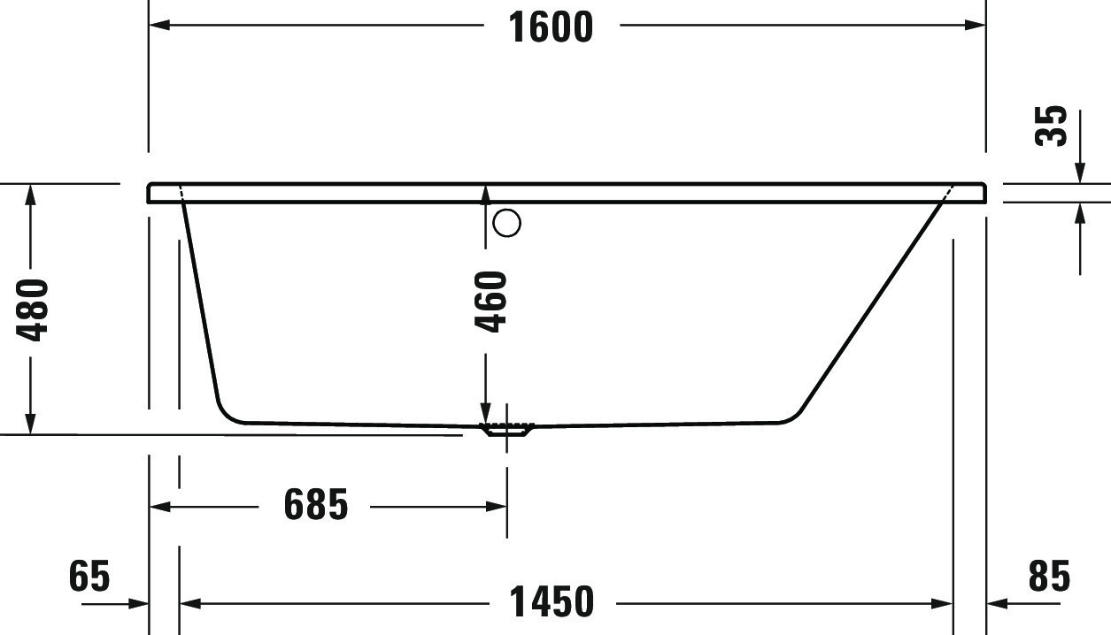 Duravit Whirlwanne „No.1“ trapez 160 × 85 cm, rechts 
