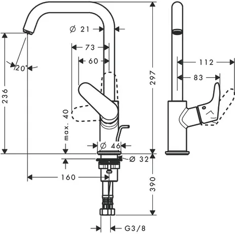 Waschtischmischer 240 Focus chrom