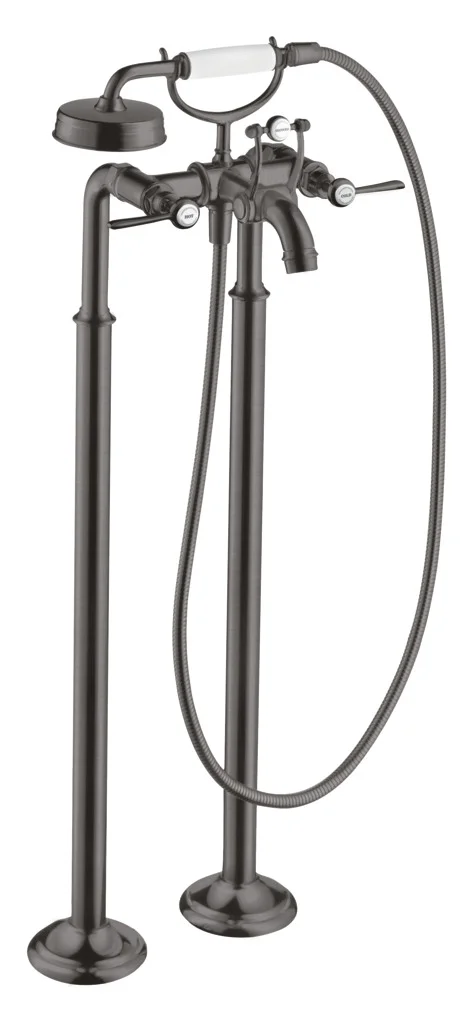 Hansgrohe AXOR Montreux 2-Griff Wannenarmatur bodenstehend, Brushed Black Chrome, Ausladung 234 mm