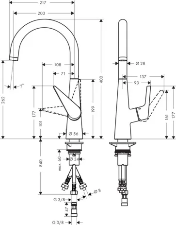 Spültischmischer 260 Talis M51 Niederdruck 1jet chrom