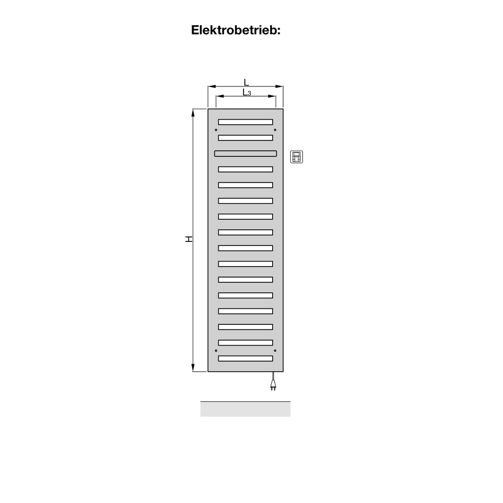 Zehnder Design-Handtuchwärmer „Metropolitan Bar“ 50 × 122,5 cm in Cement Grey (RAL 7033)