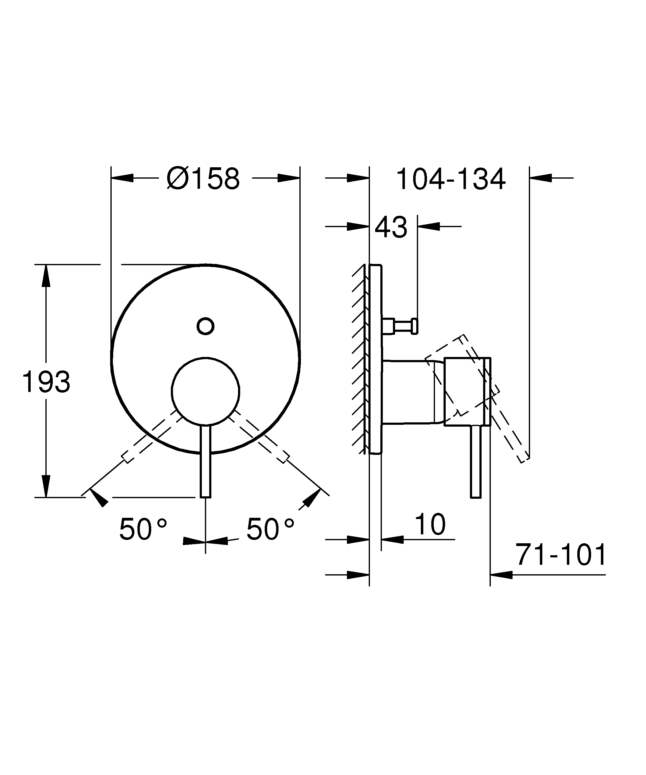 Einhand-Wannenbatterie Atrio 24355, Fertigmontageset für Rapido SmartBox, chrom