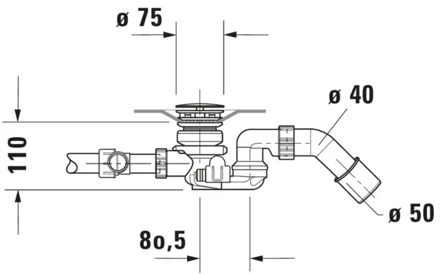 Duravit Ab- und Überlaufgarnitur für Badewannen mit Zulauf Modell 791227 Duravit Ab- und Überlaufgarnitur für Badewannen mit Zulauf Modell 791227