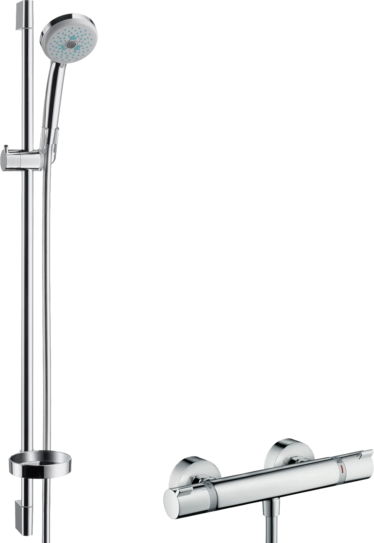 Hansgrohe Croma 100 Brausesystem Aufputz Multi mit Ecostat Comfort Thermostat, Chrom Hansgrohe Croma 100 Brausesystem Aufputz Multi mit Ecostat Comfort Thermostat, Chrom