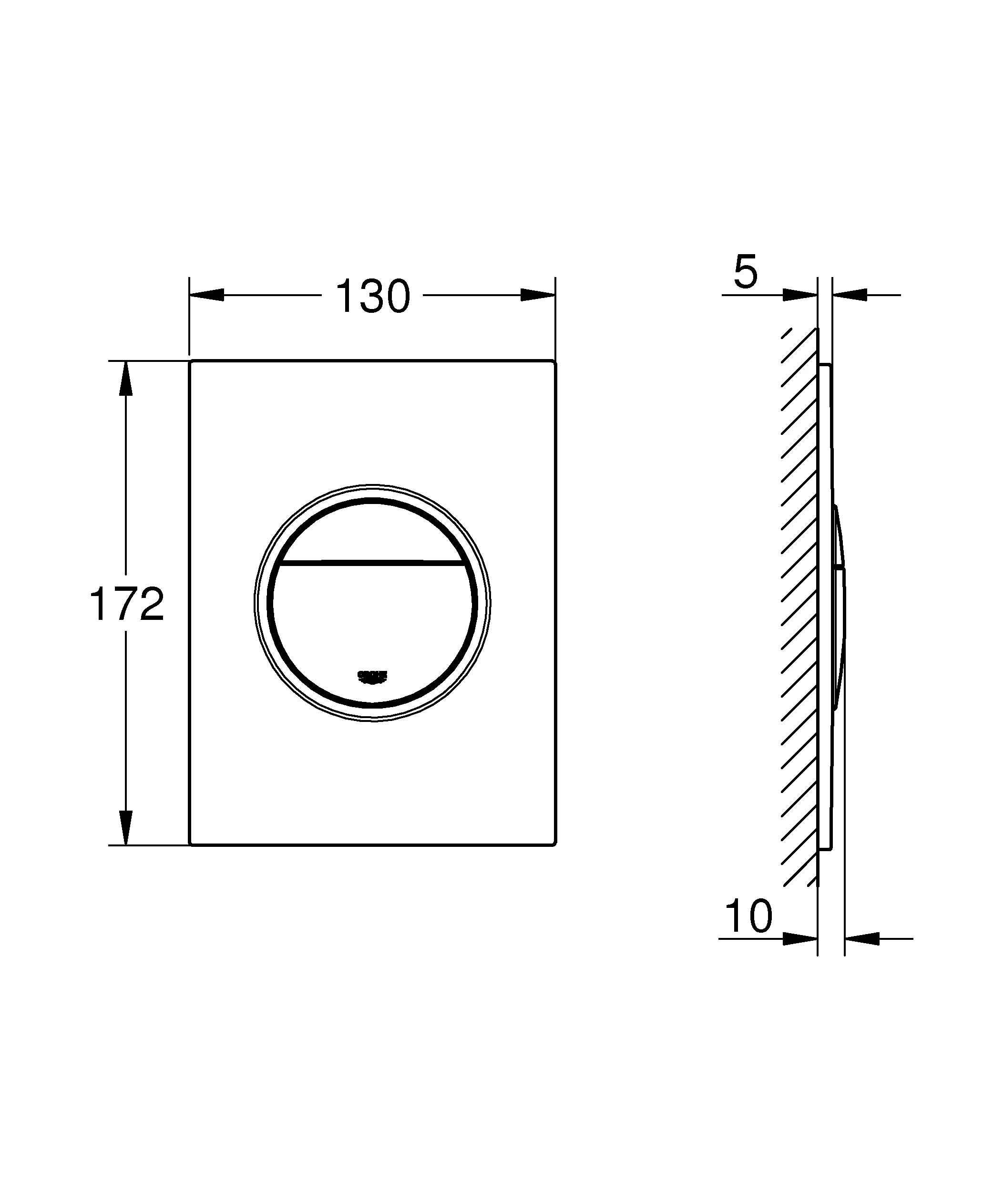 WC-Betätigung Nova Cosmopolitan S 37601, 2-Mengen- und Start & Stopp-Betätigung, 130 x 172 mm, für kleinen Revisionsschacht, senkrechte Montage, alpinweiß