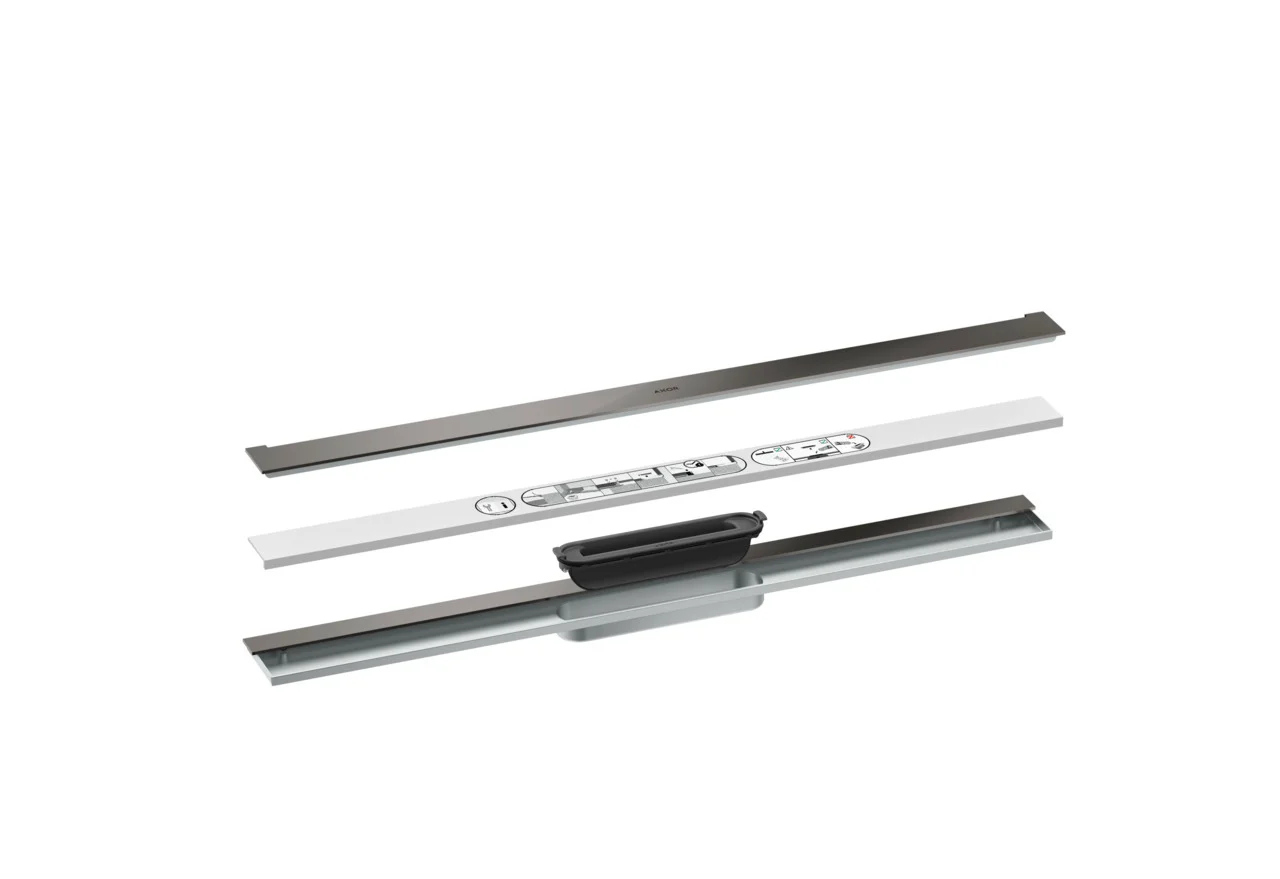 Hansgrohe AXOR Drain Fertigset Duschrinne 800 mm Polished Black Chrome wandangebunden Hansgrohe AXOR Drain Fertigset Duschrinne 800 mm Polished Black Chrome wandangebunden
