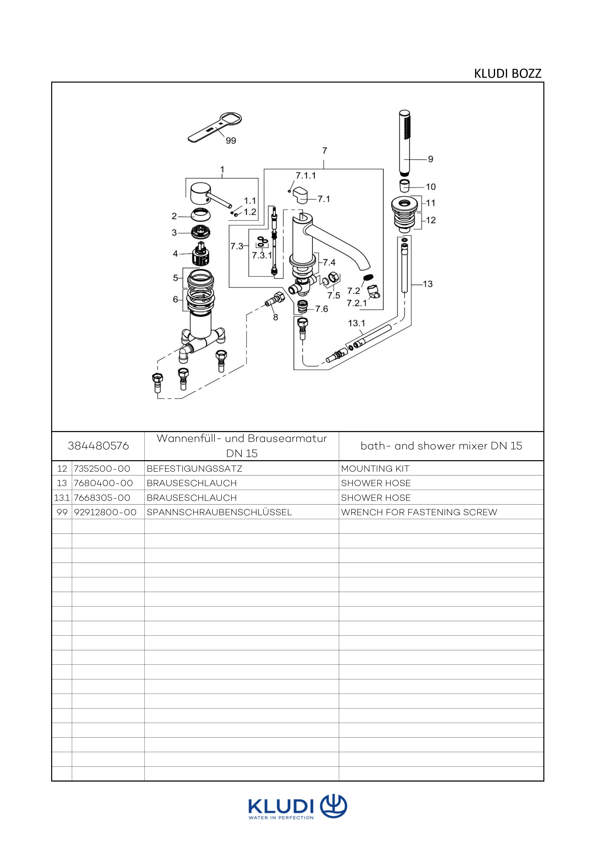 BOZZ 3Loch Wannenfüll und BrauseEinhandmischer chrom BOZZ 3Loch Wannenfüll und BrauseEinhandmischer chrom