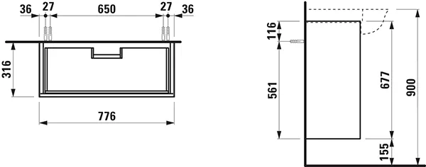 Laufen Waschtischunterbau „THE NEW CLASSIC“ 315 × 675 × 775 mm Verkehrsgrau Laufen Waschtischunterbau „THE NEW CLASSIC“ 315 × 675 × 775 mm Verkehrsgrau