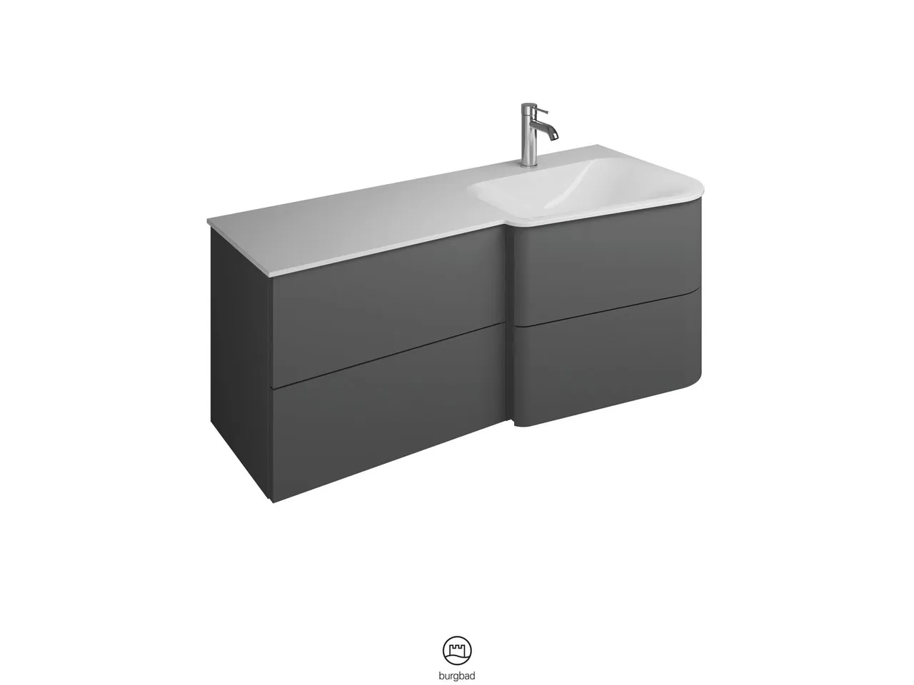 burgbad Badmöbelset „Badu“ Griffleiste, Schwarz, in Veloursgrau Softmatt burgbad Badmöbelset „Badu“ Griffleiste, Schwarz, in Veloursgrau Softmatt