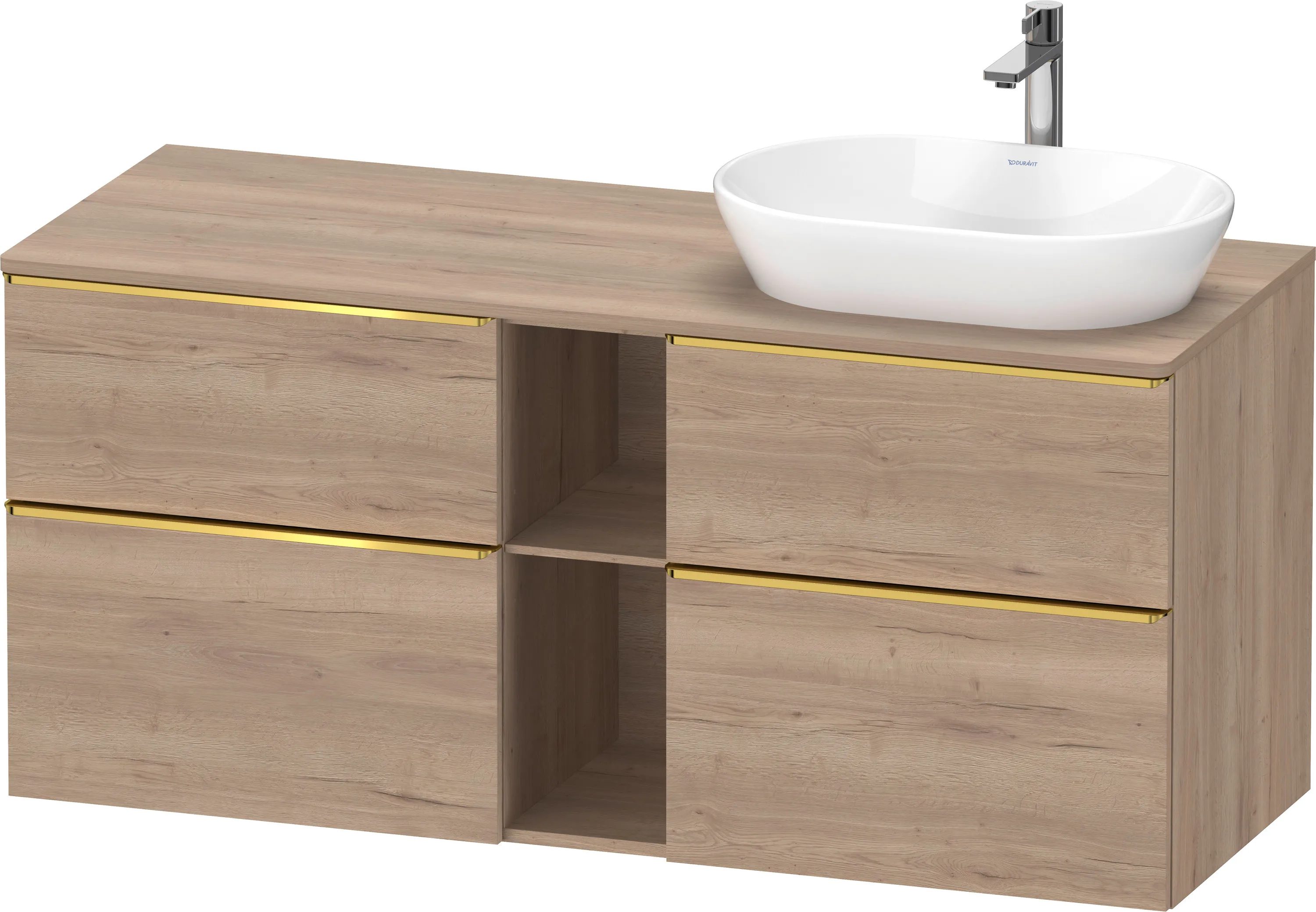 Duravit Waschtischunterschrank wandhängend „D-Neo“ 140 × 66,4 × 55 cm Eiche Marmoriert