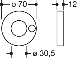 Rosettenkappe m.Loch, d:30,5mm, Rosette d:70mm weiß tiefmatt Rosettenkappe m.Loch, d:30,5mm, Rosette d:70mm weiß tiefmatt